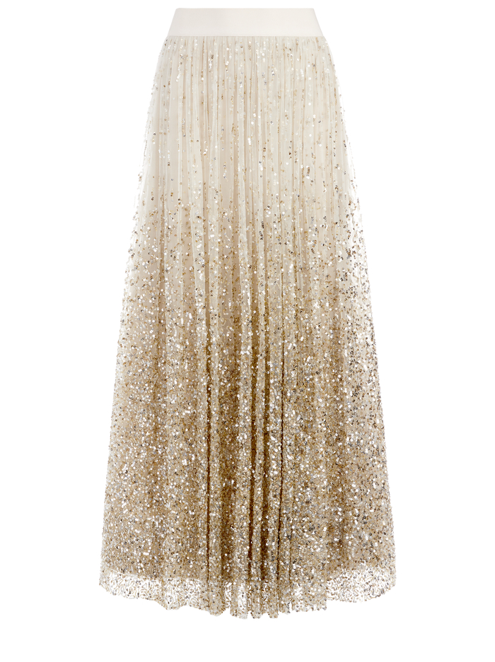 CATRINA SEQUIN GOWN SKIRT - SESAME/MULTI image 5 - Alice And Olivia