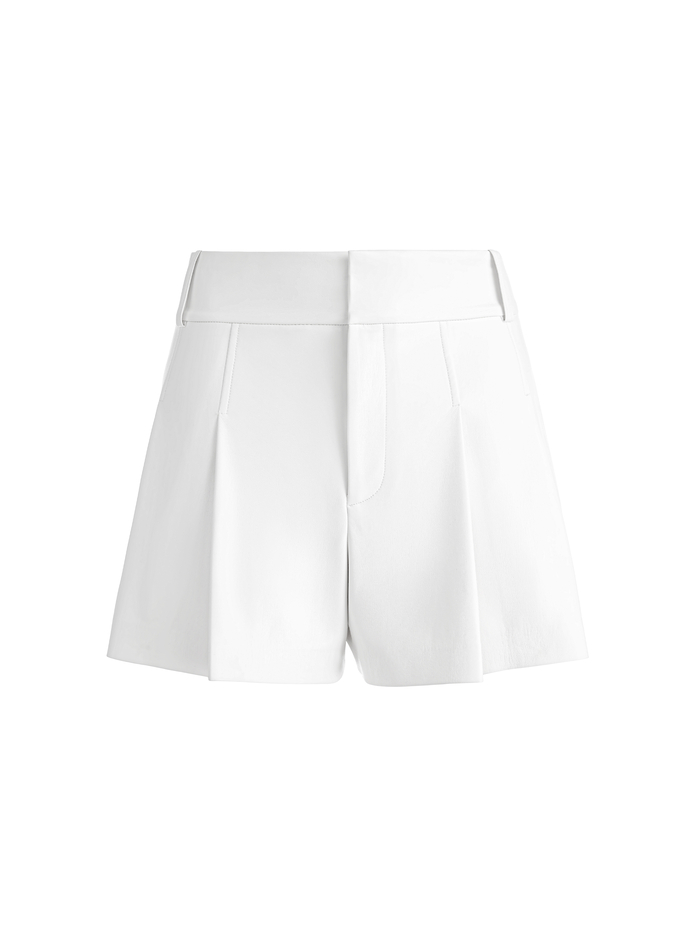 SCARLET HIGH RISE VEGAN LEATHER FLUTTER SHORTS - OFF WHITE image 5 - Alice And Olivia
