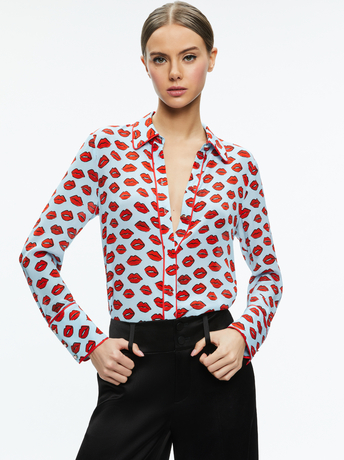 WILLA PLACKET TOP WITH PIPING