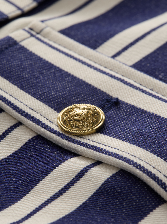 METRO STRIPE TWILIGHT BLUE-ALEX CROPPED JACKET