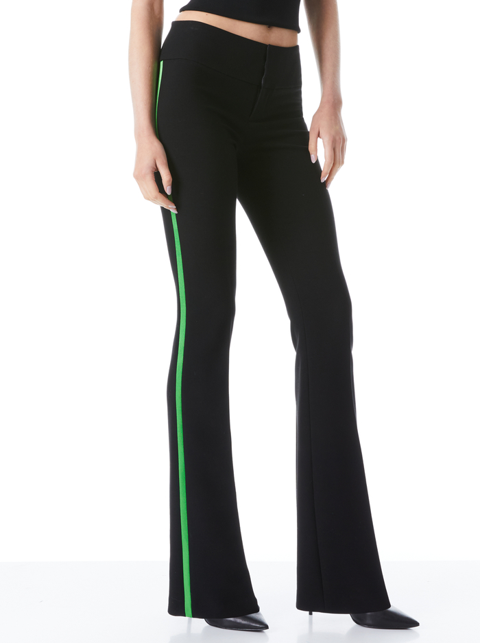 OLIVIA BOOTCUT PANT - BLACK/GARDEN GREEN - Alice And Olivia