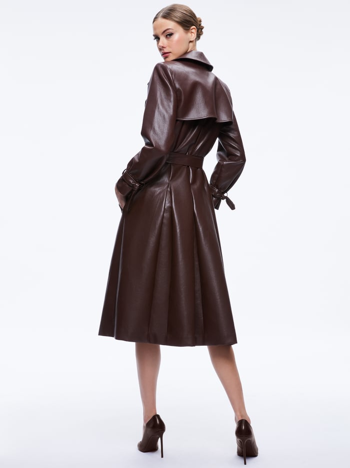 ELICIA VEGAN LEATHER TRENCH COAT - TOFFEE image 1 - Alice And Olivia