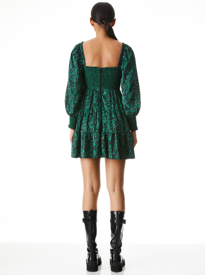 ROWEN TIERED MINI DRESS - MAKING PLANS DARK EMERALD image 1 - Alice And Olivia