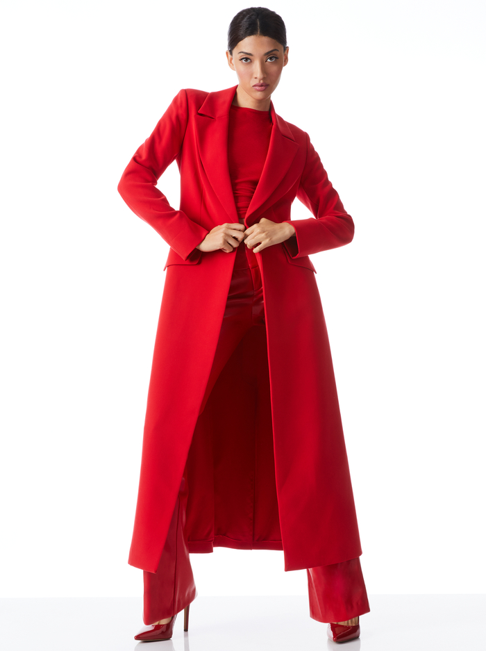 THEO NOTCH COLLAR COAT - PERFECT RUBY image 4 - Alice And Olivia