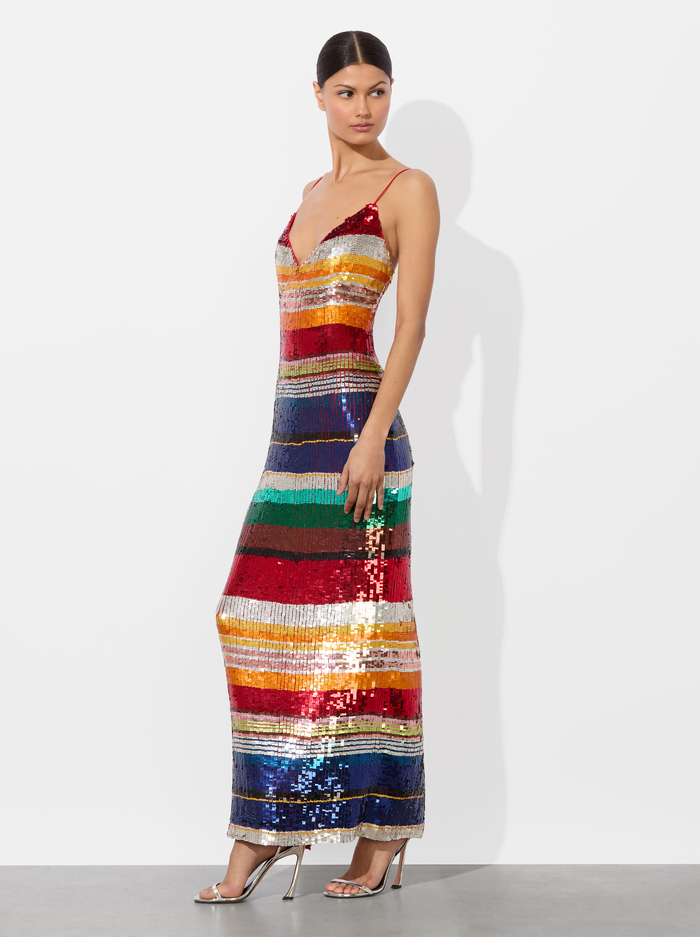 ARTEA EMBELLISHED MAXI DRESS - RAINBOW STRIPE image 5 - Alice And Olivia