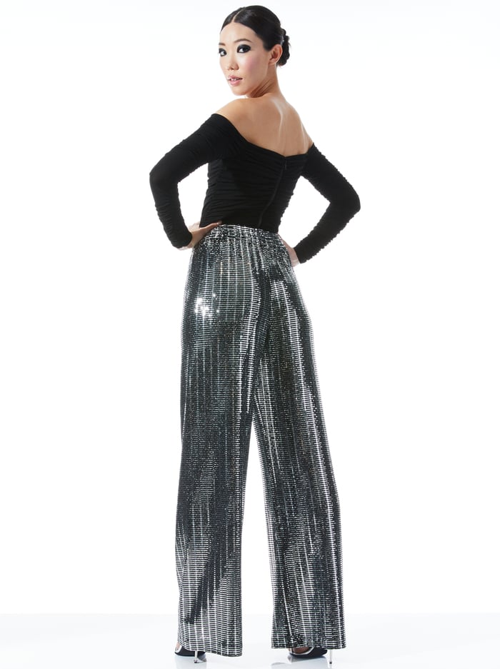 ELBA WIDE LEG PANT - SILVER/BLACK image 1 - Alice And Olivia