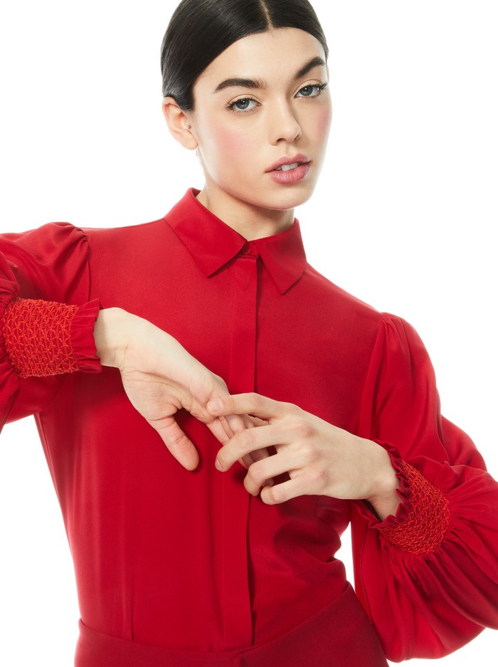 WILLA BOUSON SLEEVE TOP - DEEP RUBY image 3 - Alice And Olivia