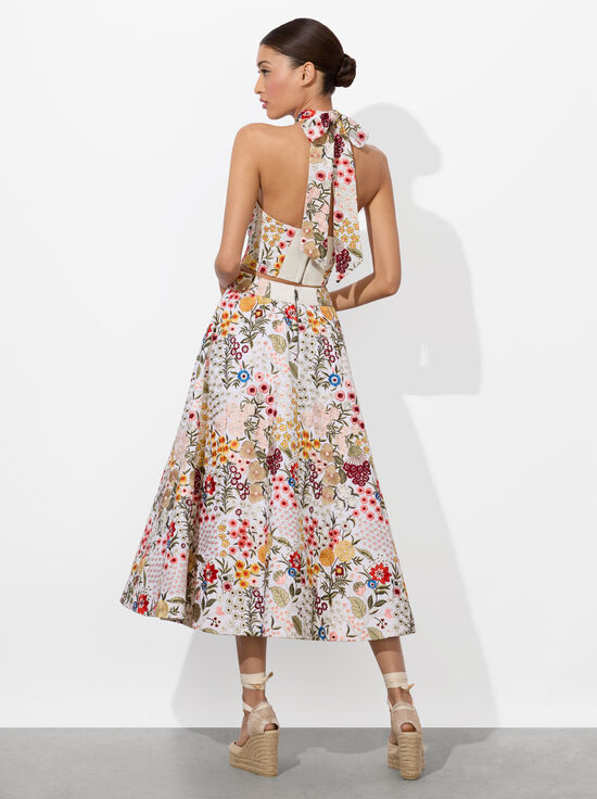 OFF WHITE/MULTI-EARLA FLARE SKIRT