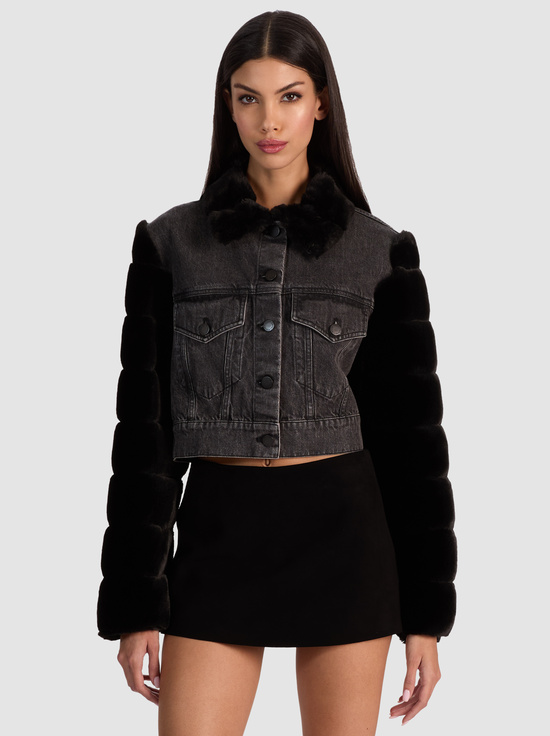 CHARLOTTE GREY-JEFF FAUX FUR DENIM JACKET