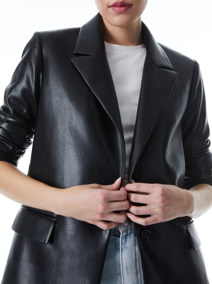 DENNY VEGAN BLAZER - BLACK image 3 - Alice And Olivia