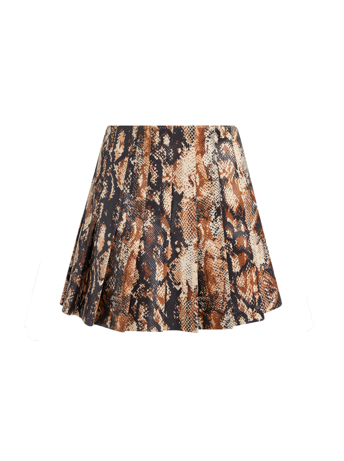 CARTER VEGAN MINI SKIRT - CAMEL/BLACK SNAKE image 5 - Alice And Olivia