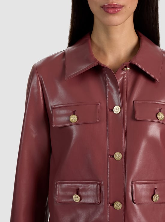COGNAC-ALEX VEGAN CROPPED JACKET