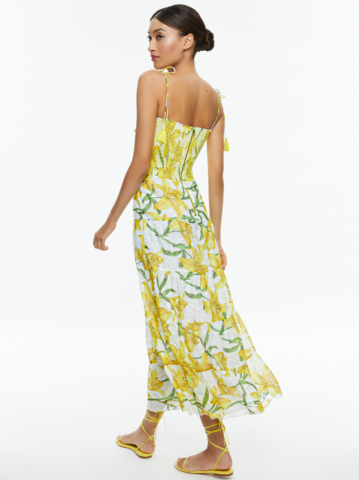 MARNA TIERED MIDI TIE STRAP DRESS - STARGAZER MULTI LG image 2 - Alice And Olivia