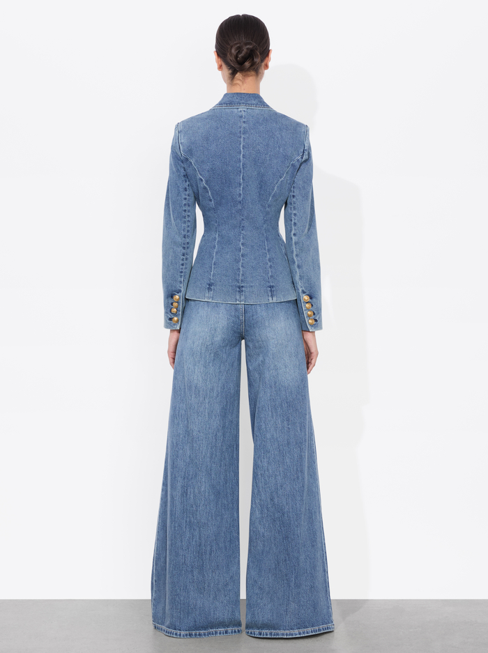 IANA DENIM SCULPTED BLAZER - ROMY DARK VINTAGE BLUE image 2 - Alice And Olivia