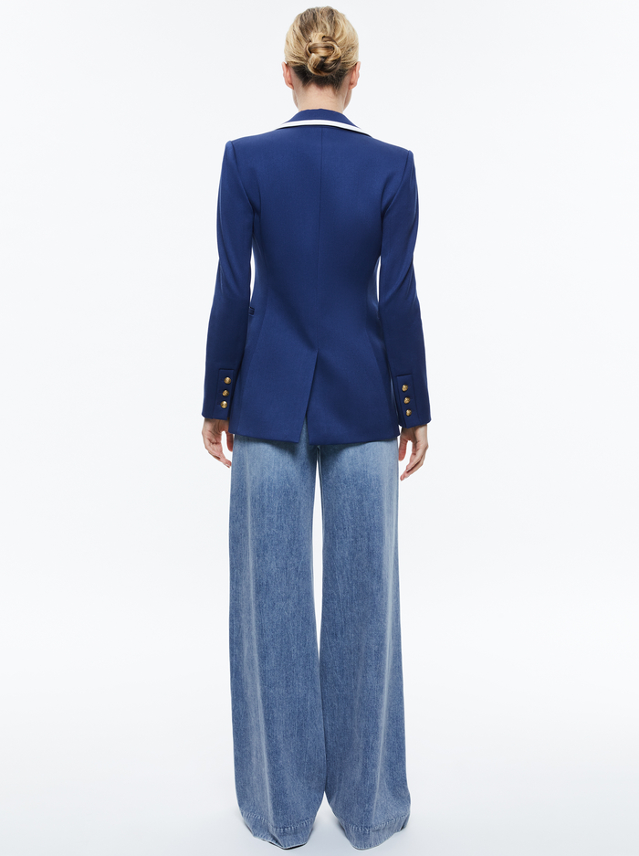 BREANN FITTED BLAZER - INDIGO/OFF WHITE image 2 - Alice And Olivia