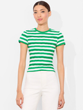 TESS TEE - PAINTED STRIPE LT EMERALD