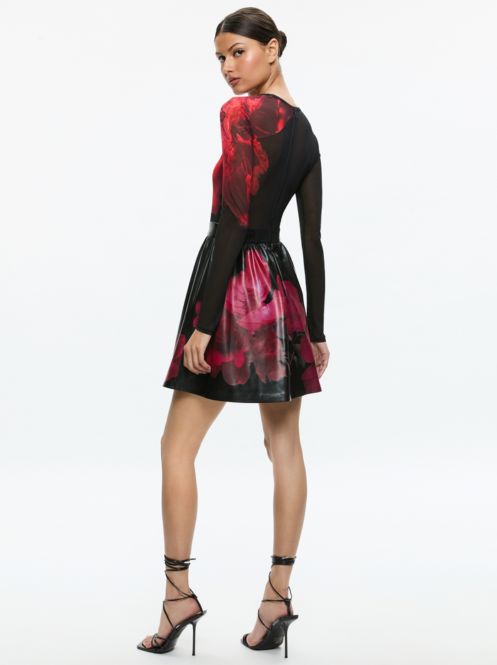 CHARA VEGAN MINI DRESS - PEONY PETALS BRIGHT RUBY image 2 - Alice And Olivia