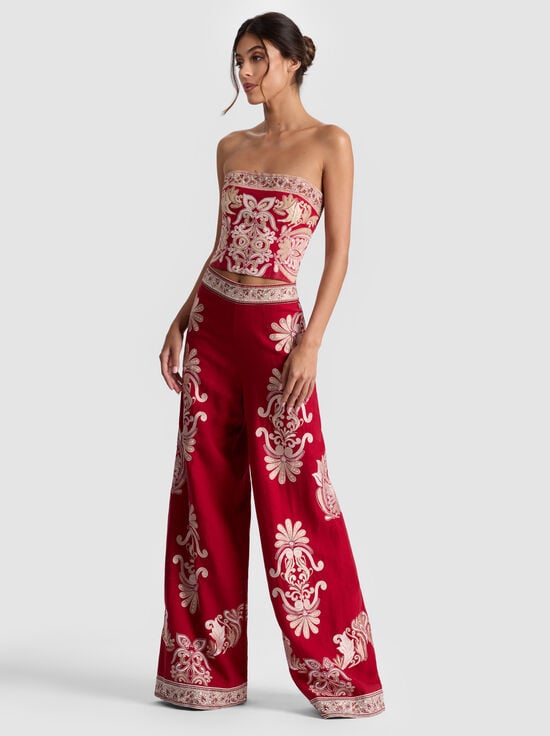 SERENADE DARK CHERRY-CECE EMBROIDERED TOP