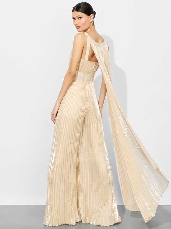 CHAMPAGNE/GOLD-ROSALIE JUMPSUIT WITH CAPE