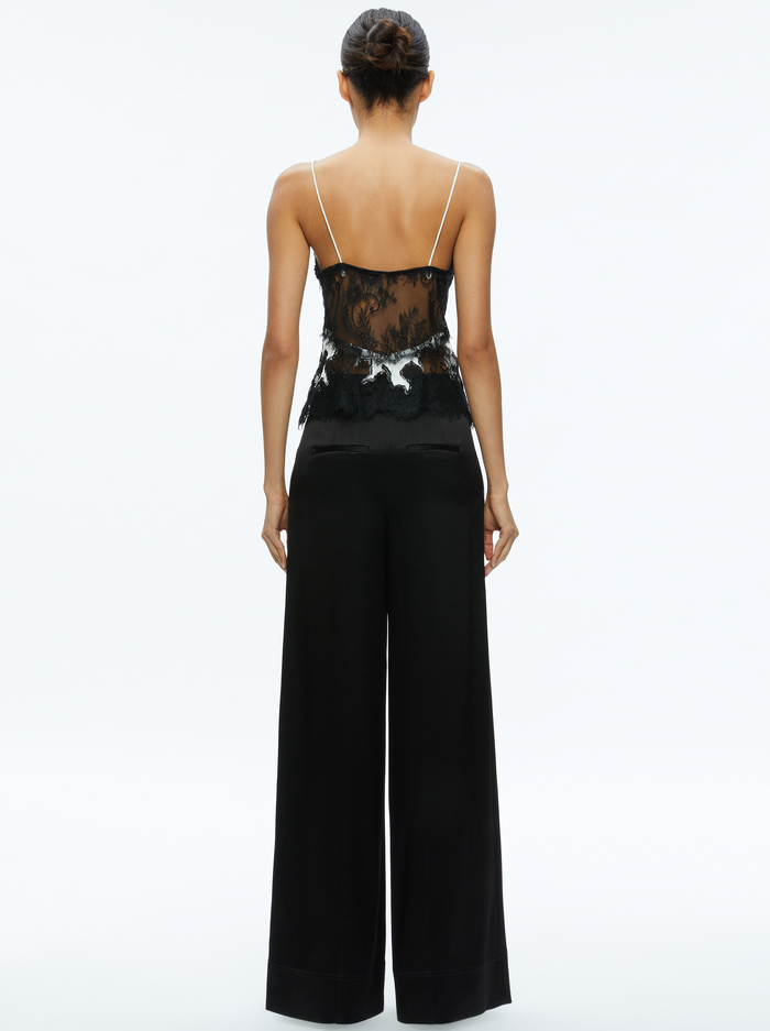 KATJA CUTAWAY LACE SLIP TOP - OFF WHITE/BLACK image 1 - Alice And Olivia