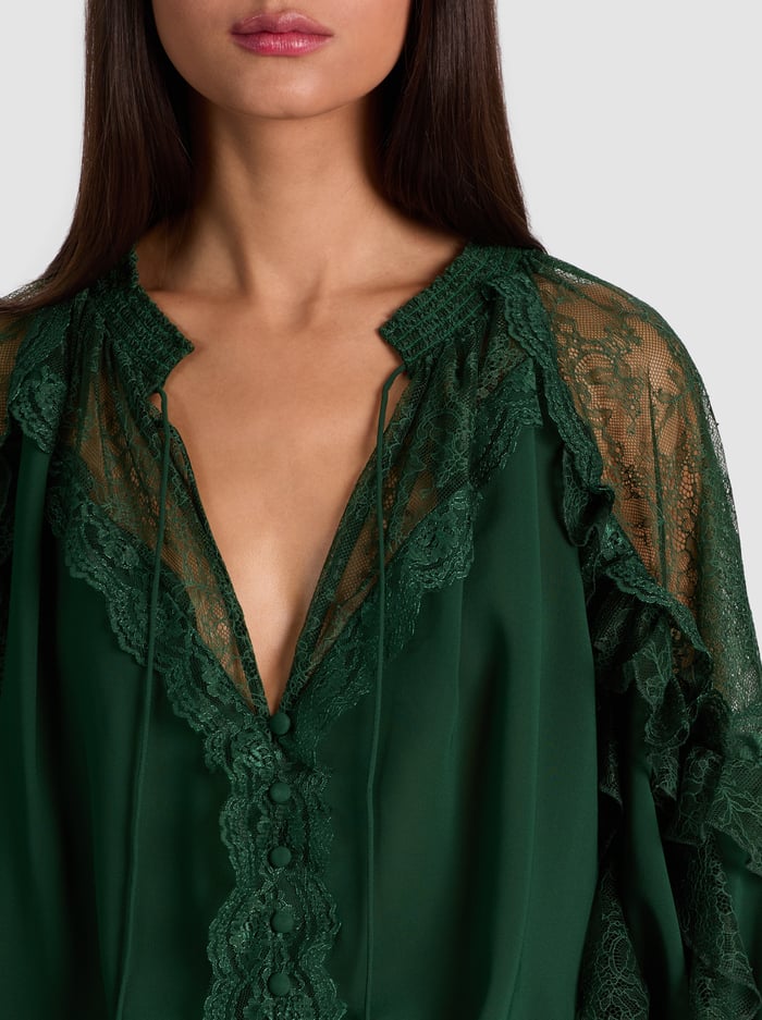 ALEENA LACE BLOUSE - GREEN MYSTIQUE image 3 - Alice And Olivia