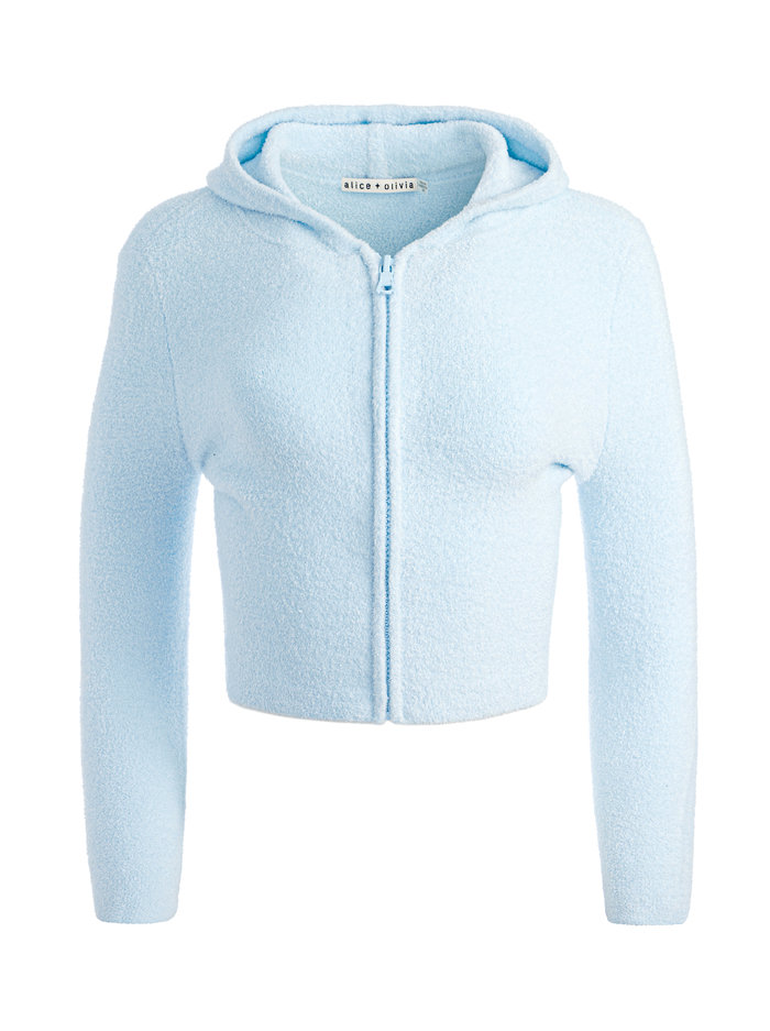 LIDELL CROPPED ZIP UP HOODIE - LIGHT ICE image 5 - Alice And Olivia