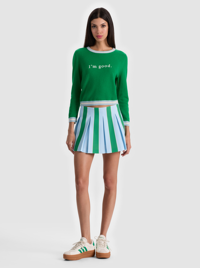 CAROLANN CASHMERE SHRUNKEN PULLOVER - GREEN APPLE MULTI image 1 - ALICE + OLIVIA
