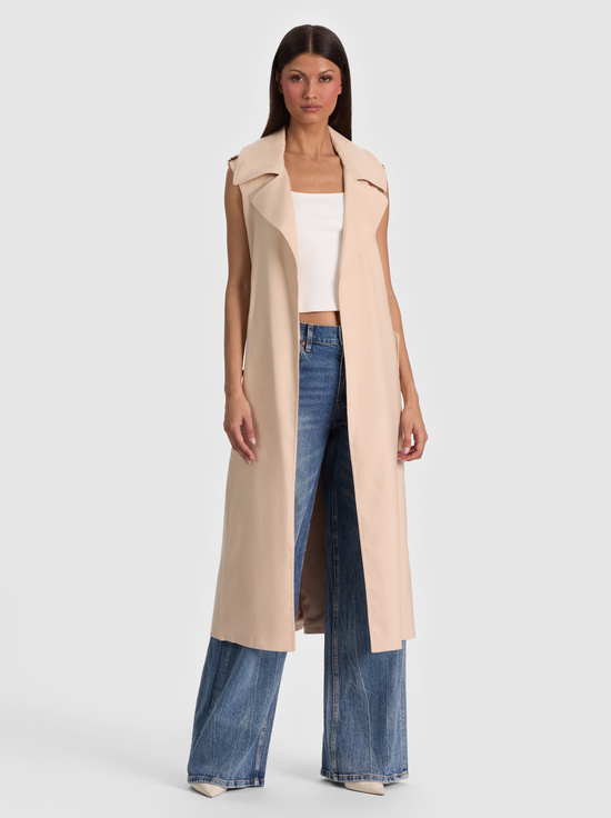 OATMEAL-KEITH SLEEVELESS LINEN TRENCH