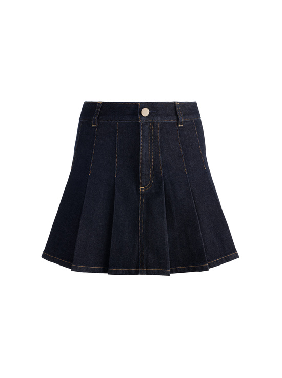 DARK RINSE-SUZIE DENIM PLEATED MINI SKIRT