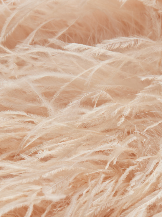 CHAMPAGNE-CHANDA OVERSIZED FEATHER VEST
