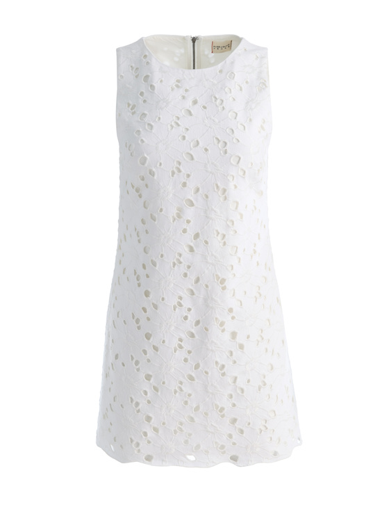 OFF WHITE-CLYDE LASER-CUT DENIM DRESS