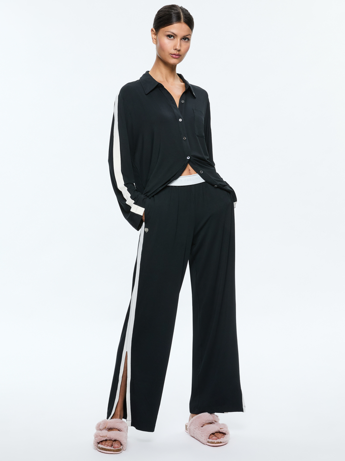 NICO LONG SLEEVE PJ 2PC SET - BLACK - Alice And Olivia