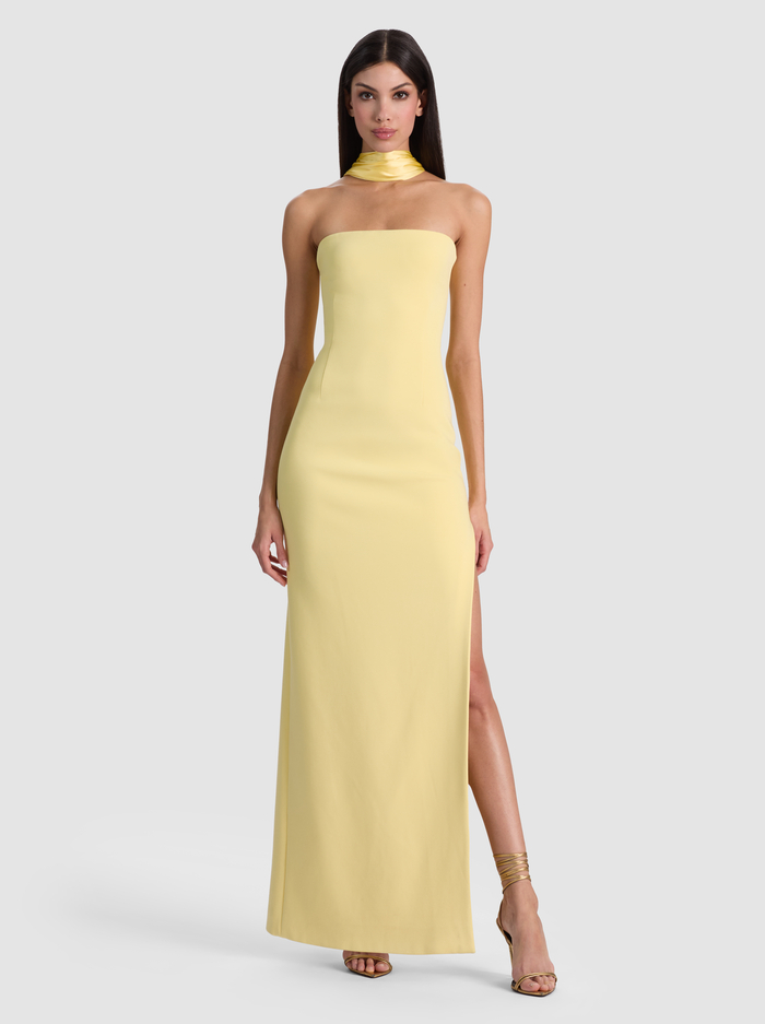 CHANA MAXI DRESS WITH SCARF - BUTTER image 3 - ALICE + OLIVIA