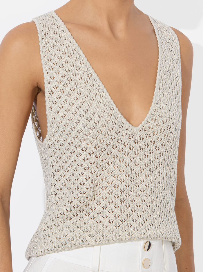 ANNALISE POINTELLE TANK - OATMEAL image 3 - Alice And Olivia