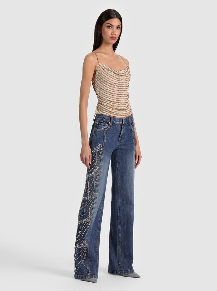 HARMON CRYSTAL SLIP TANK - ALMOND/CLEAR CRYSTAL image 4 - ALICE + OLIVIA
