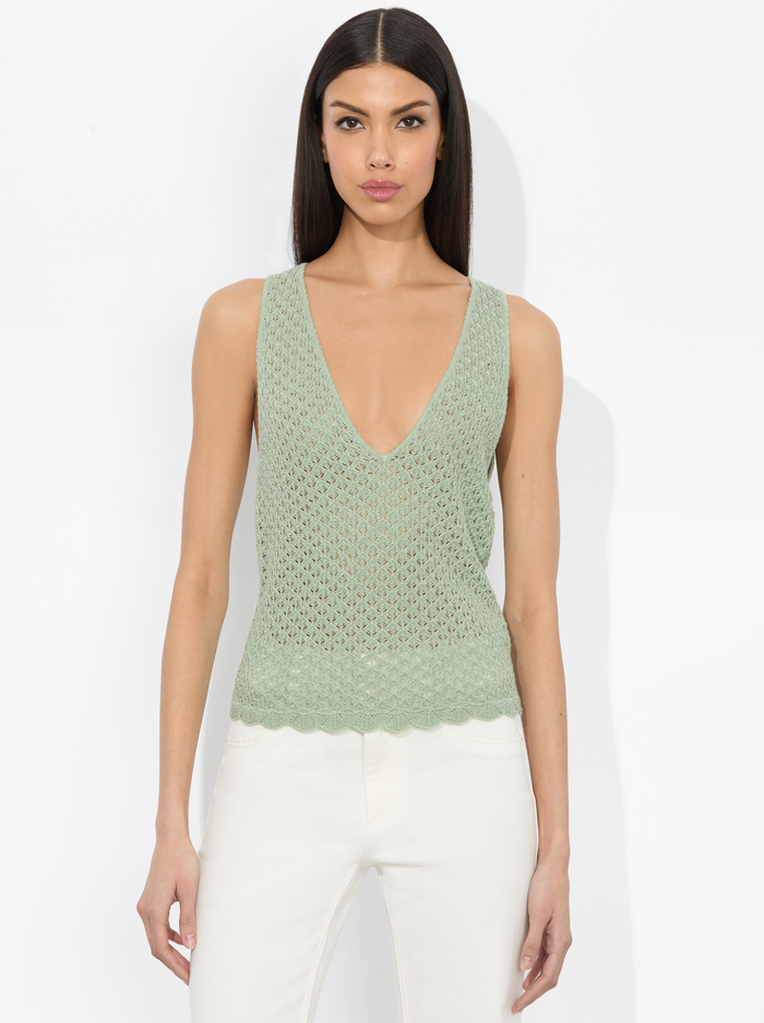 ANNALISE POINTELLE TANK - SAGE - Alice And Olivia