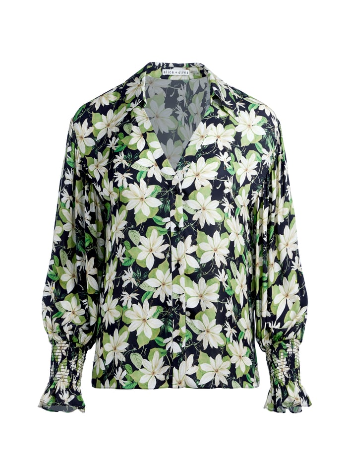 JULIUS COLLARED BLOUSE - MOONLIGHT FLORAL LARGE image 5 - Alice And Olivia