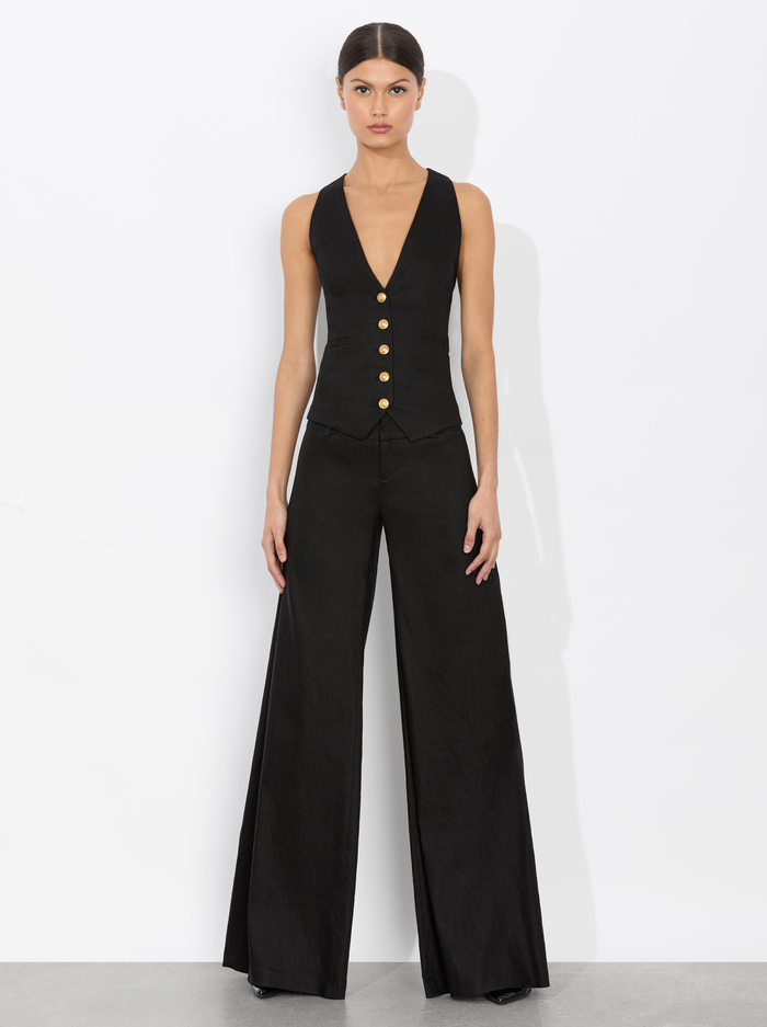 MAZIE LINEN VEST - BLACK image 1 - Alice And Olivia
