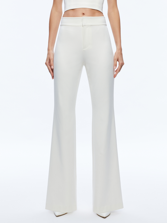 DEANNA HIGH WAISTED BOOTCUT PANT - ECRU - Alice And Olivia