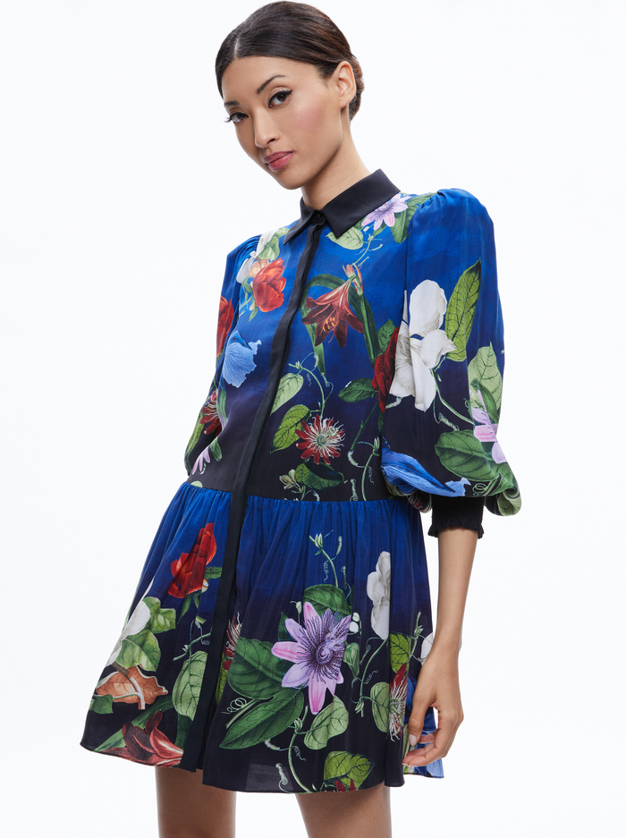 BERTHA BLOUSON SLEEVE MINI DRESS - LUNCH DATE image 2 - Alice And Olivia