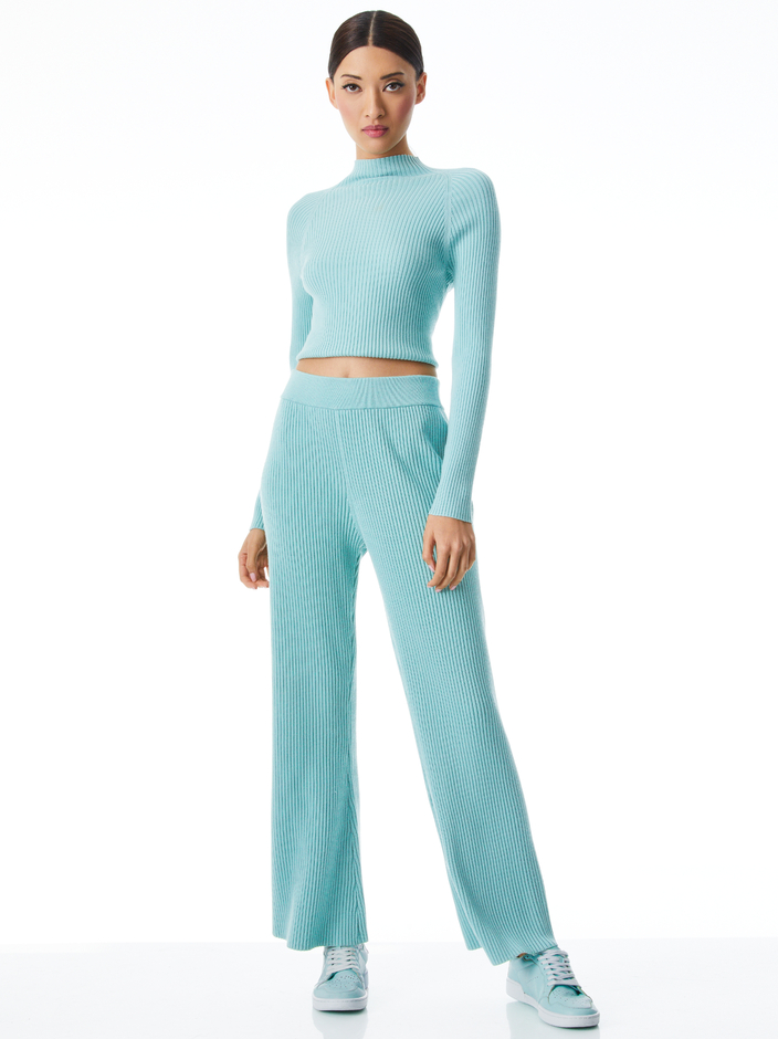 IRENA MOCK NECK RIB SWEATER + CHARLIZE WIDE LEG SWEATER PANT - 