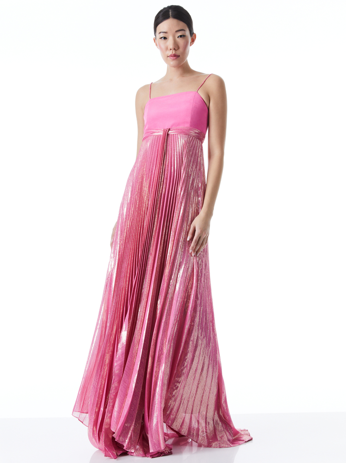 DESPINA PLEATED MAXI DRESS - FRENCH ROSE - Alice And Olivia