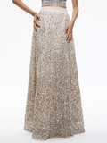 CATRINA SEQUIN EMBELLISHED GOWN SKIRT - CHAMPAGNE/MULTI
