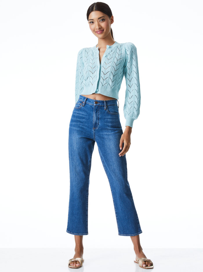 KITTY PUFF SLEEVE CARDIGAN - WATERFALL image 2 - Alice And Olivia