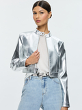 LARI VEGAN MOTO JACKET - SILVER