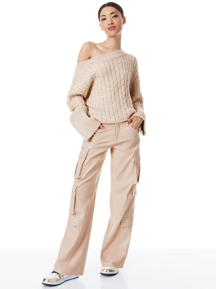 INA CABLE KNIT SWEATER - ALMOND HEATHER image 4 - Alice And Olivia