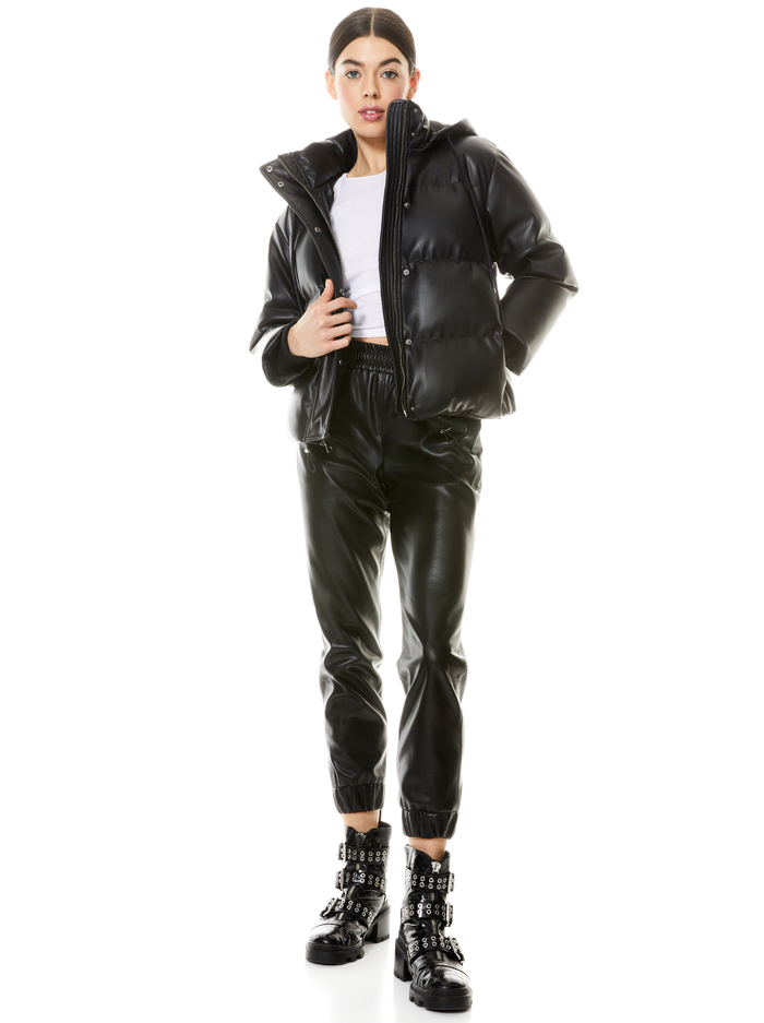 ROBINSON VEGAN LEATHER PUFFER - BLACK image 5 - Alice And Olivia