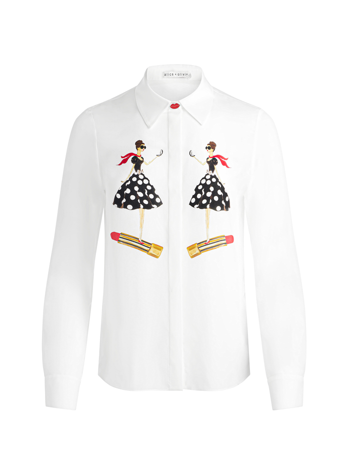 WILLA SILK BLOUSE - I AM WOMAN OFF WHITE image 5 - Alice And Olivia