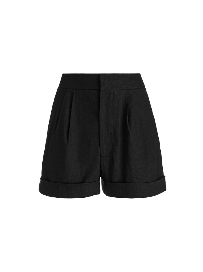 CONRY LINEN PLEATED CUFF SHORT - BLACK image 5 - Alice And Olivia