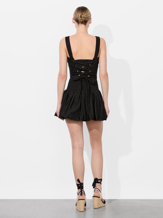 BLACK-ARDEN DROP WAIST MINI SKIRT